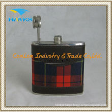 6oz Stainless Steel Leather Hip Flask for Promotion